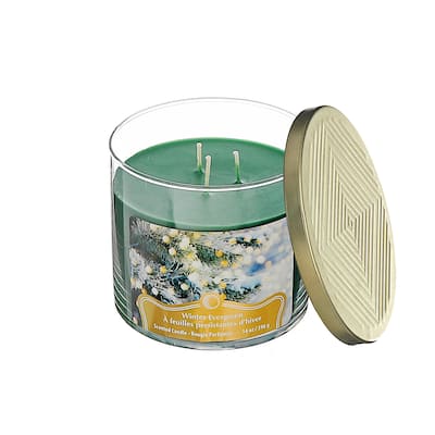Christmas 14 Oz 3 Wick Jar Candle Evergreen - Set of 2 - N/A
