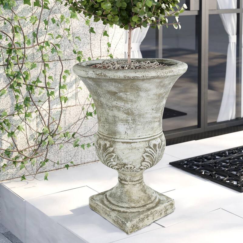 DreamPatio Fiberstone Urn Planter (21 inch H x 15 inch D) - 15"x15"xH21"