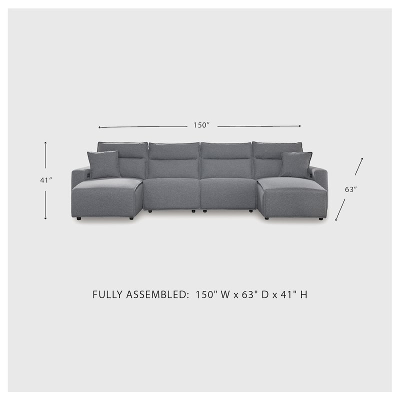 Signature Design by Ashley Modmax Gray 4-Piece Power Reclining Sectional with Chaise - 150" W x 63" D x 41" H