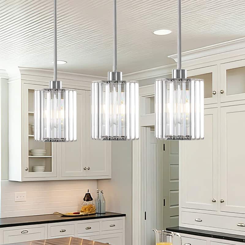 1-Light Crystal Pendant Lighting Fixtures for Sloped Ceiling