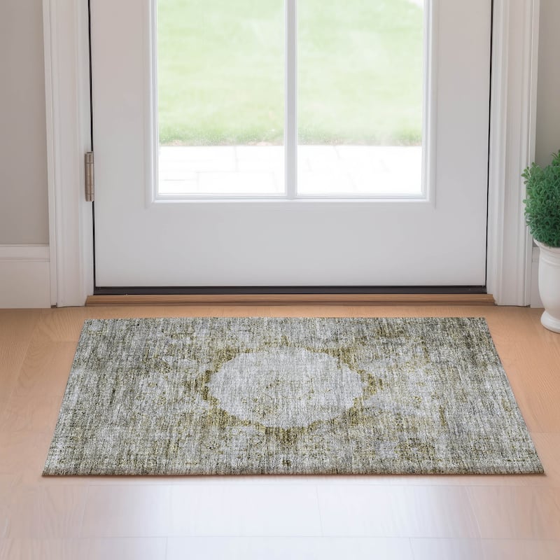 Premium Washable Super Soft Distressed Traditional Mayfield Rug - Taupe - 1' 8" x 2' 6" - Rectangle