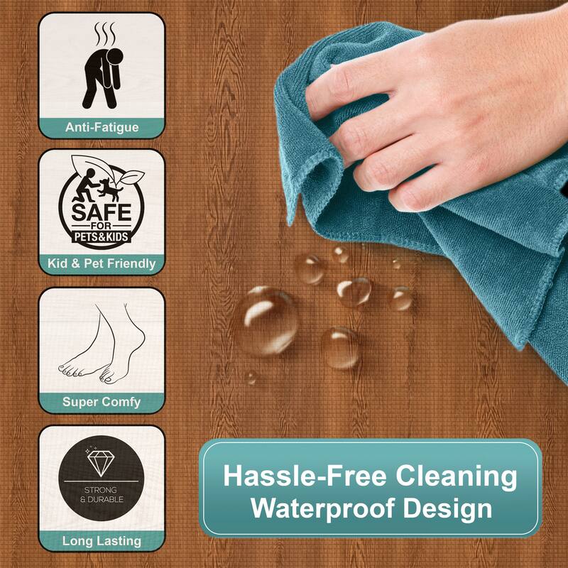 Interlocking Floor Mat - Gray Wood Print, 12 Pieces and Borders