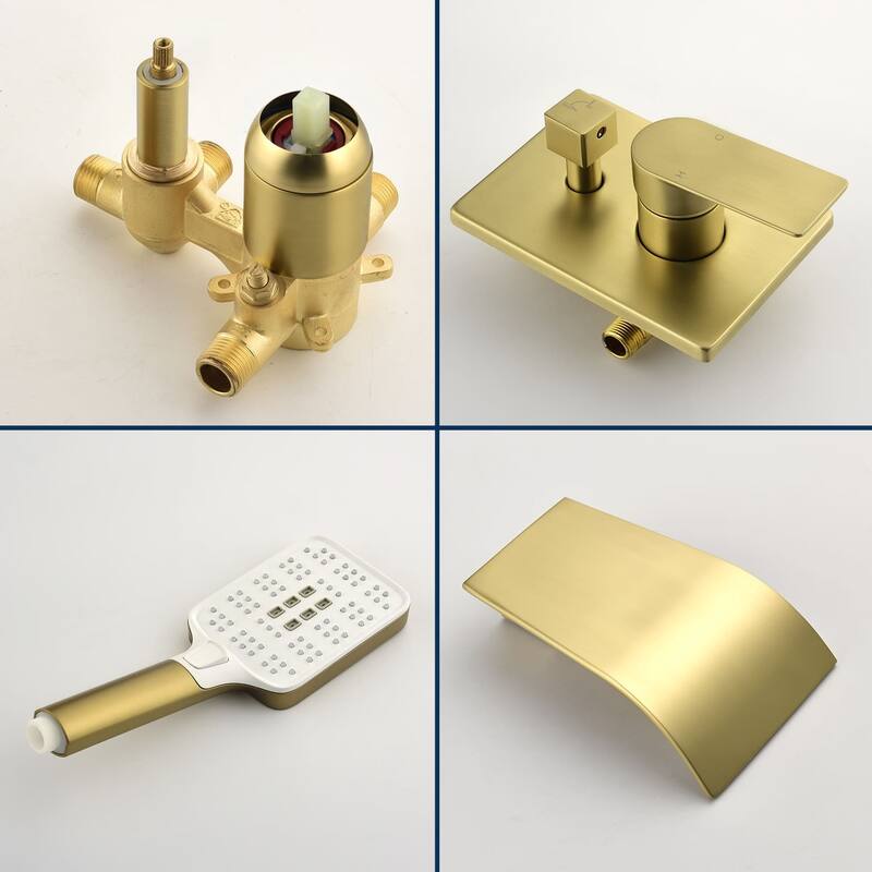 Wall Mounted Tub Faucet With Hand Sprayer Waterfall Bathtub Faucet Modern Single Handle Tub Filler Trim With Handheld Shower