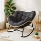 preview thumbnail 8 of 32, Indoor Deep-seating Rocking Papasan Chair, Rocking Chair Outdoor, 450 lbs Outdoor Rocking Chair, Oversized Rocker Chair 1 PC-Dark Grey