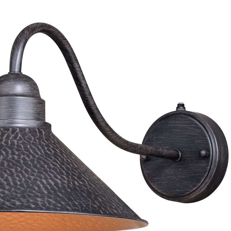 Outland 1 Light Dusk to Dawn Black Gold Farmhouse Barn Dome Outdoor Wall Lantern - 12-in W x 9.5-in H x 21-in D