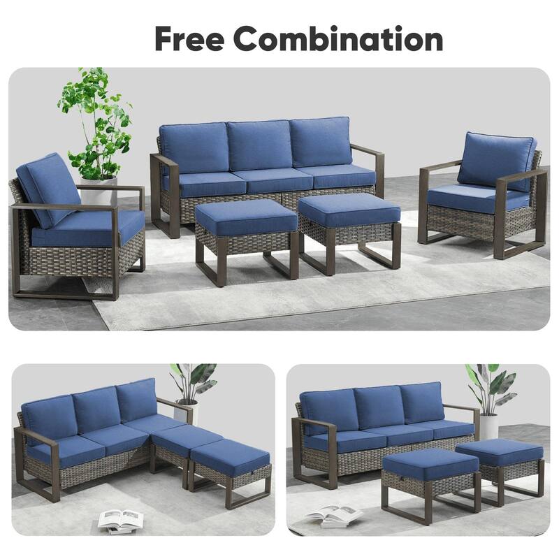 Outdoor Swivel Chair with Thick Cushion