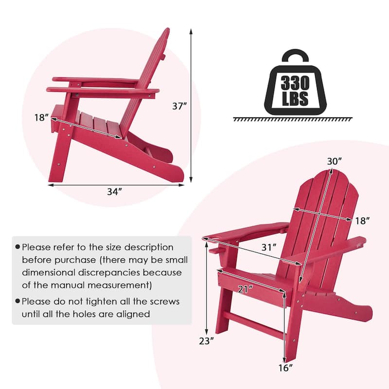 Costway Patio Adirondack Chair Weather Resistant Garden Deck W/Cup
