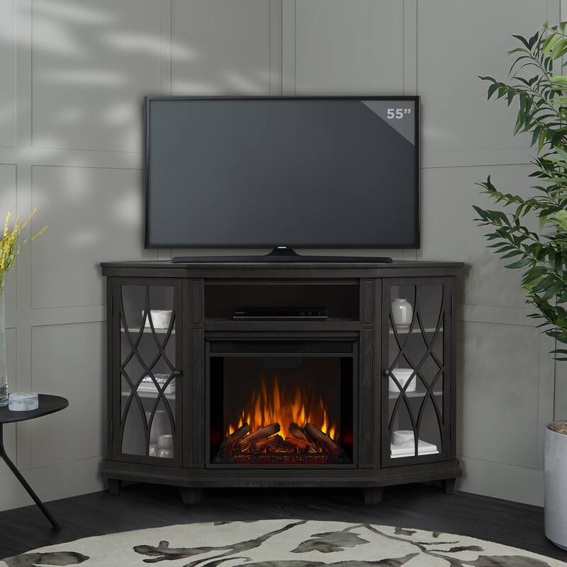 Lynette 56" TV Stand Electric Fireplace by Real Flame - Grey