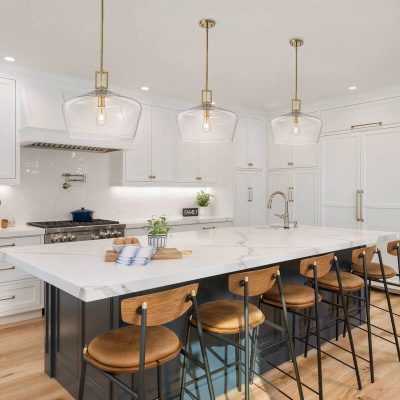 Clear Glass Chandelier 1-Light Pendant for Kithchen Dining Room - 18