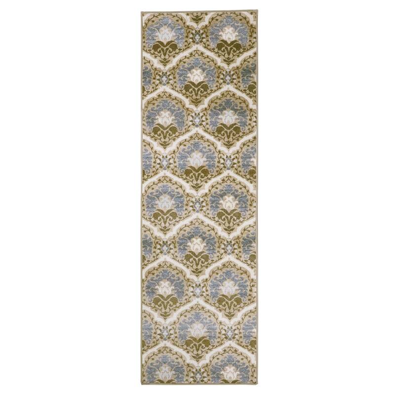 Superior Chloe Floral Damask Non-Slip Washable Indoor Runner or Area Rug