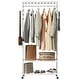 preview thumbnail 15 of 16, Bamboo Rolling Clothes Rack with Storage Shelves and Hanging Rod - W 30.9" x D 15.75" x H 66.34"