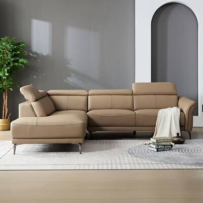 Modern Design L Shaped Leather Sofa Adjustable Headrests Couch for Living Room
