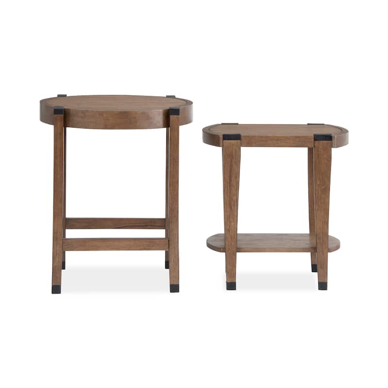 Magnussen Home Kaysen Wallaby and Matte Black Nesting End Table - 22''W x 22''D x 26''H