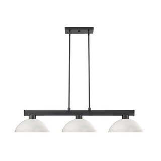 Cobalt 3 Light Matte Black with Dome Matte Opal Glass Shades Billiard Light