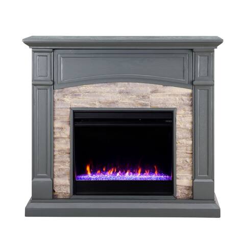 45.75" Gray Contemporary Electric Fireplace with Media Storage