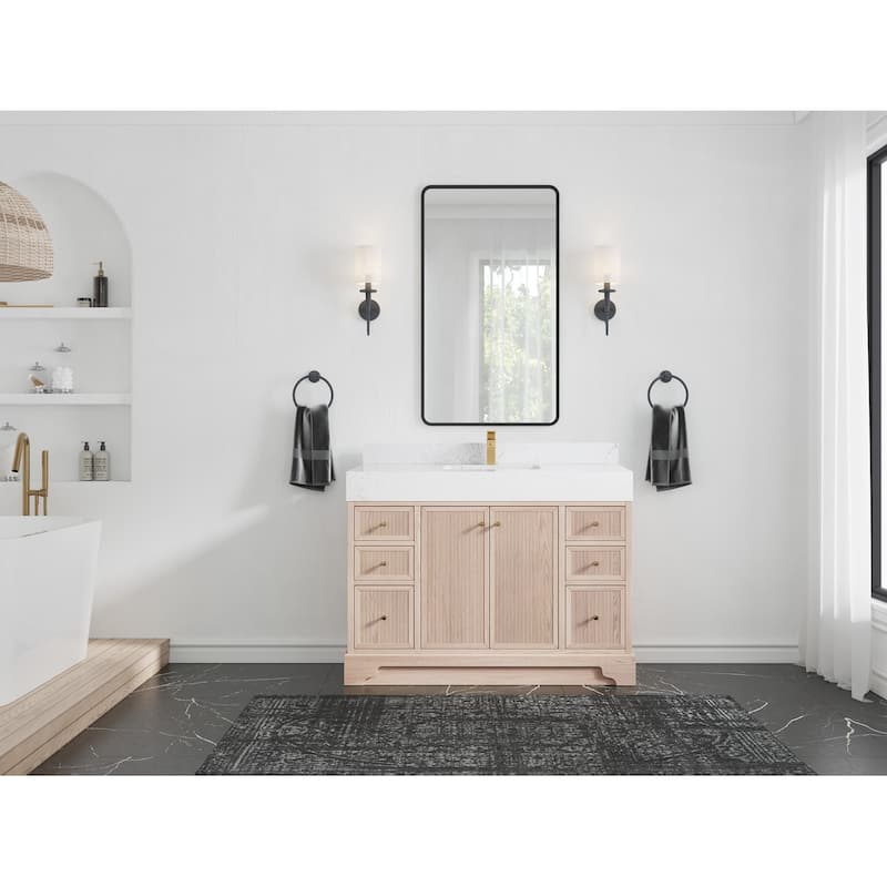 Willow Collections 48 in. W x 22 in. D Manhattan Oak Wood Single Sink Bathroom Vanity with Countertop