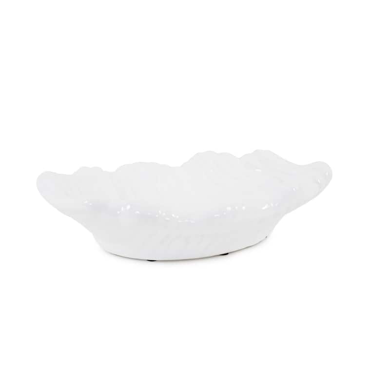 Allan Andrews Hand Finished Glossy White Ceramic Flowing Wave Tray - Glossy White - 13"W x 11.25"D