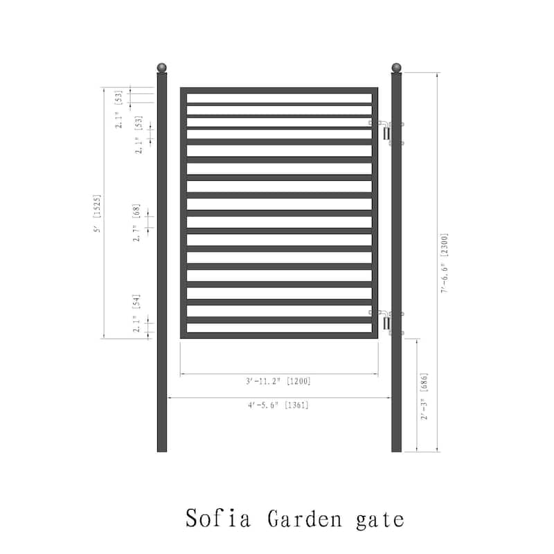ALEKO Modern Yard Garden Sofia Style Steel Pedestrian Gate Black