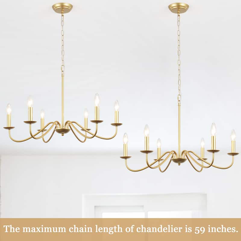 6-Light Rustic Farmhouse Simple Candle Chandelier for Bedroom, Kitchen, Living Room and Foyer