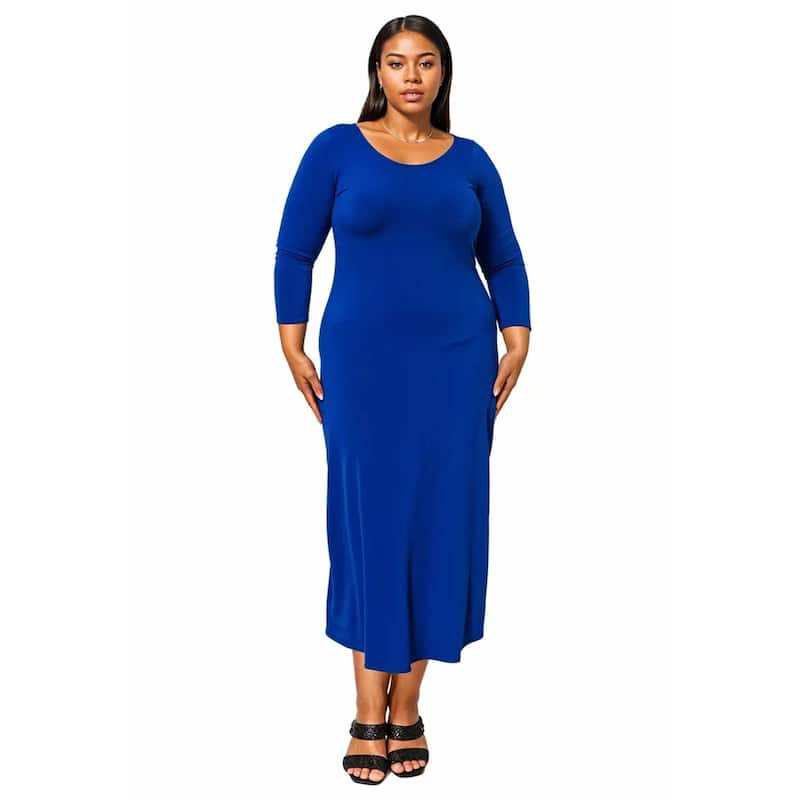 L I V D Women's Plus Size Ashe Scoop Neck Maxi - Royal - 2X