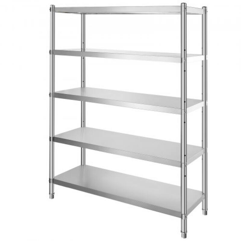 Heavy Duty Stainless Steel Adjustable Shelf Storage Unit Ideal for Kitchen Office or Garage - 5-Tier-48-Inch