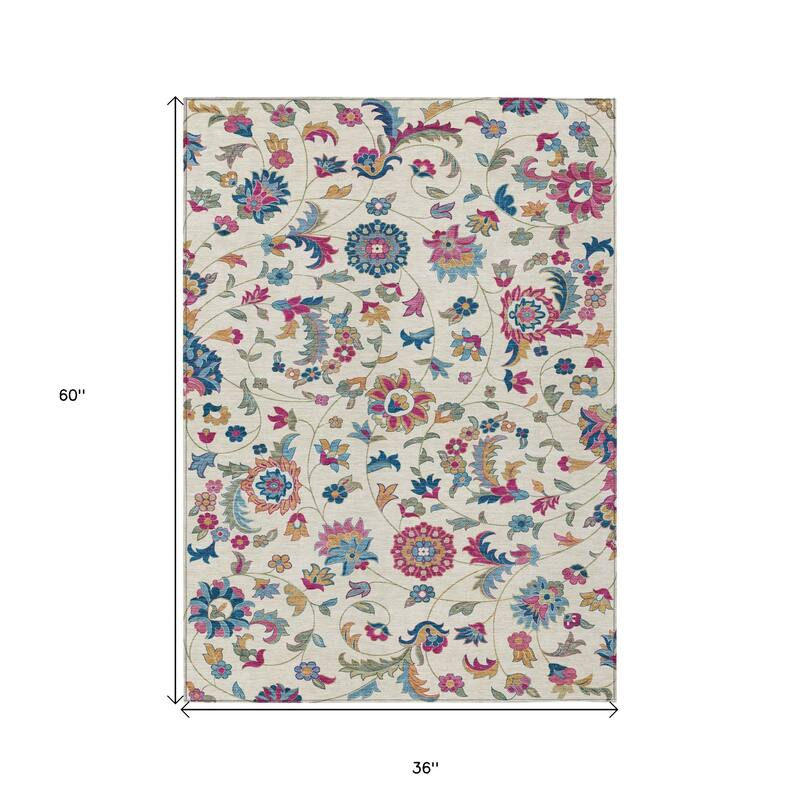 HomeRoots Floral Transitional Rectangle Outdoor Rug