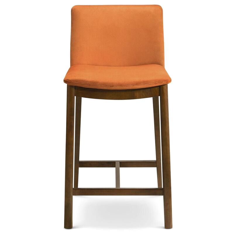 Shannon Counter Chair In Black Vegan Leather - Orange