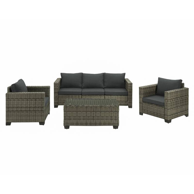 6 Pieces Outdoor Patio Sectional Sofa Couch - DARK GRAY