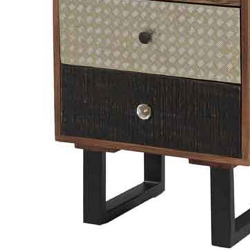 42 Inch Tall Dresser Chest, Multicolor, 6 Drawers, Sturdy Sled Base, Brown