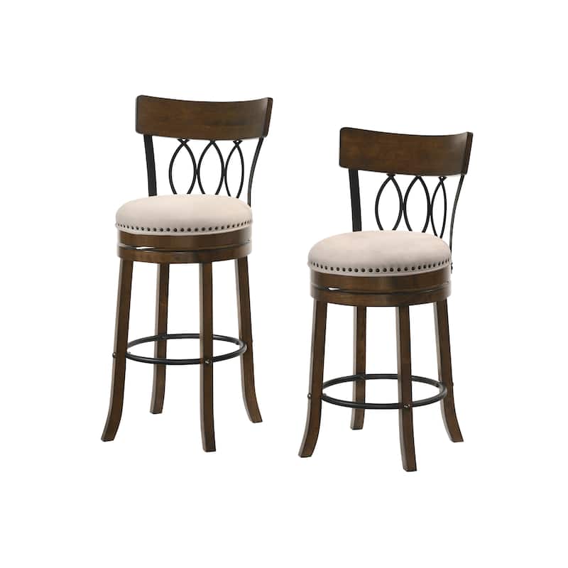 Furniture of America Wynn Contemporary Wood and Fabric Swivel Chairs (Set of 2)