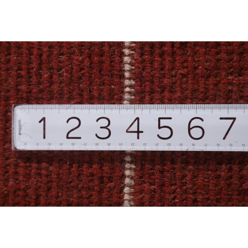 Hand Knotted Oriental 100% Wool Carpet Modern All-Over Red Gabbeh Area Rug - 7' 11'' X 5' 4''