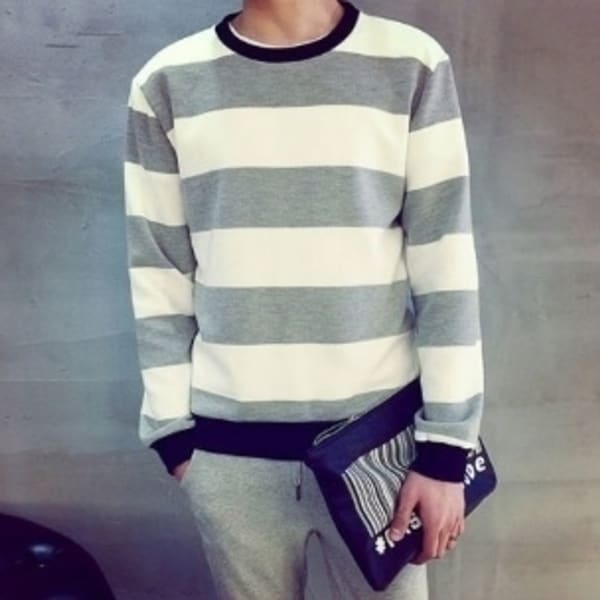 blue white striped sweater