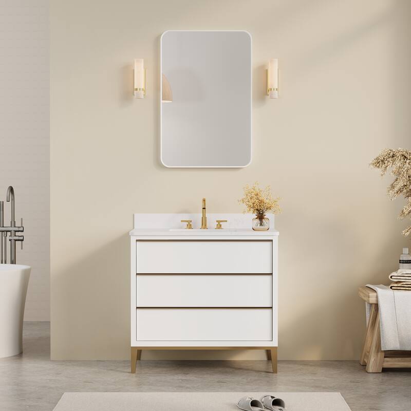 Modern Bathroom Rectangular Wall Mounted Anodized Aluminum Framed Vanity Mirror