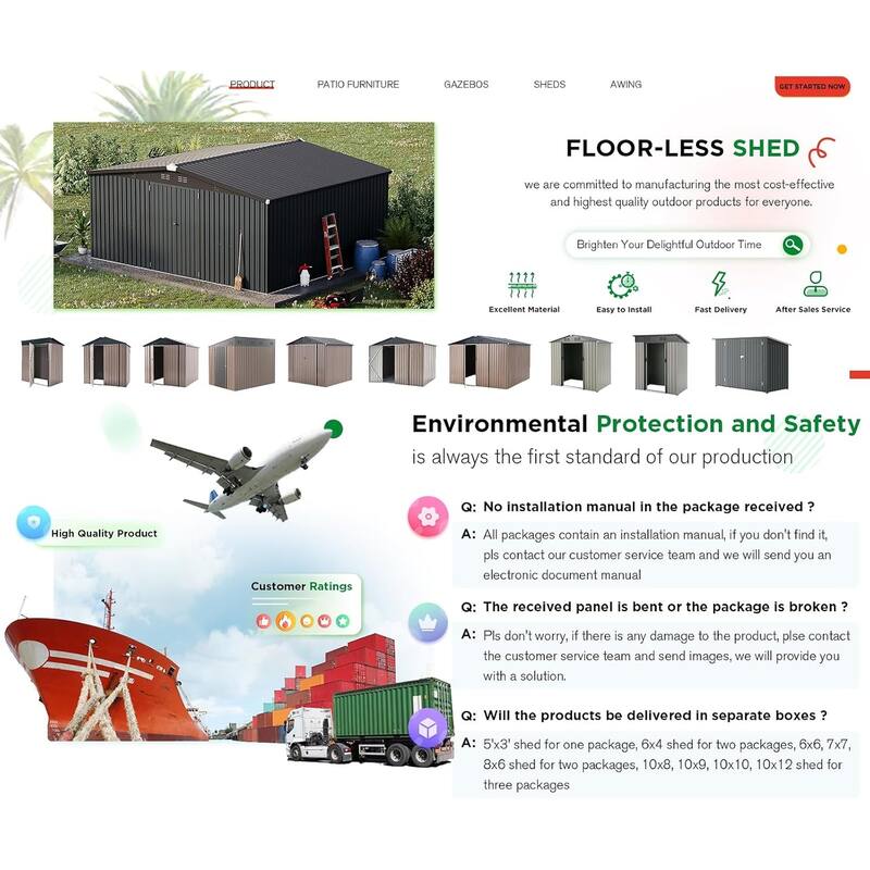 AECOJOY Outdoor Extra Large Storage Metal Shed with Lockable Doors