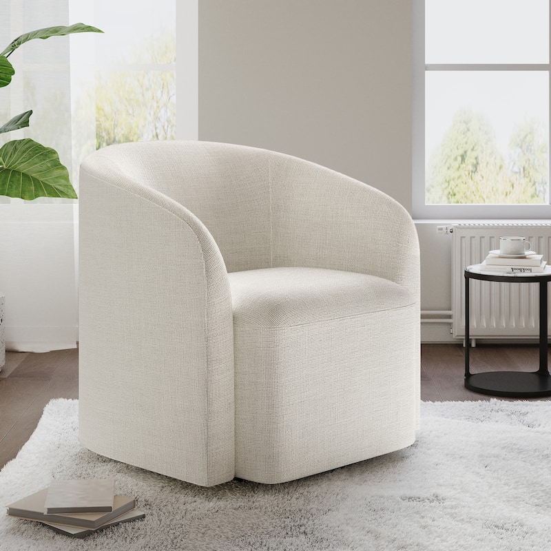 360° Glide Barrel Chair - Upholstered Swivel Accent Chair for Living Room, Bedroom & Office