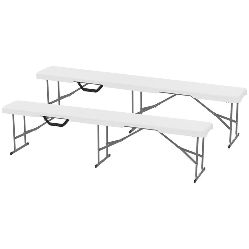 GDFStudio - Outdoor 6 ft Folding Camping Bench Seats with Carry Handle ( Set of 2 )