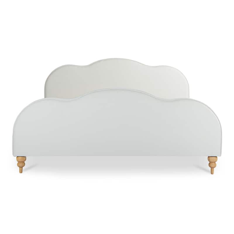 NADAAL STUDIOS Elenara Cream Upholstered King Bed with Waved Headboard and Stacked Legs - King
