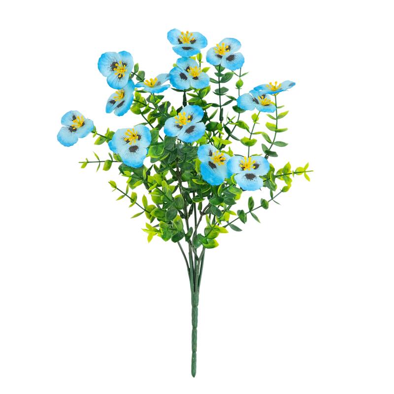 13-in UV Resistant Artificial Pansy Bush (Indoor/Outdoor) - Set of 12