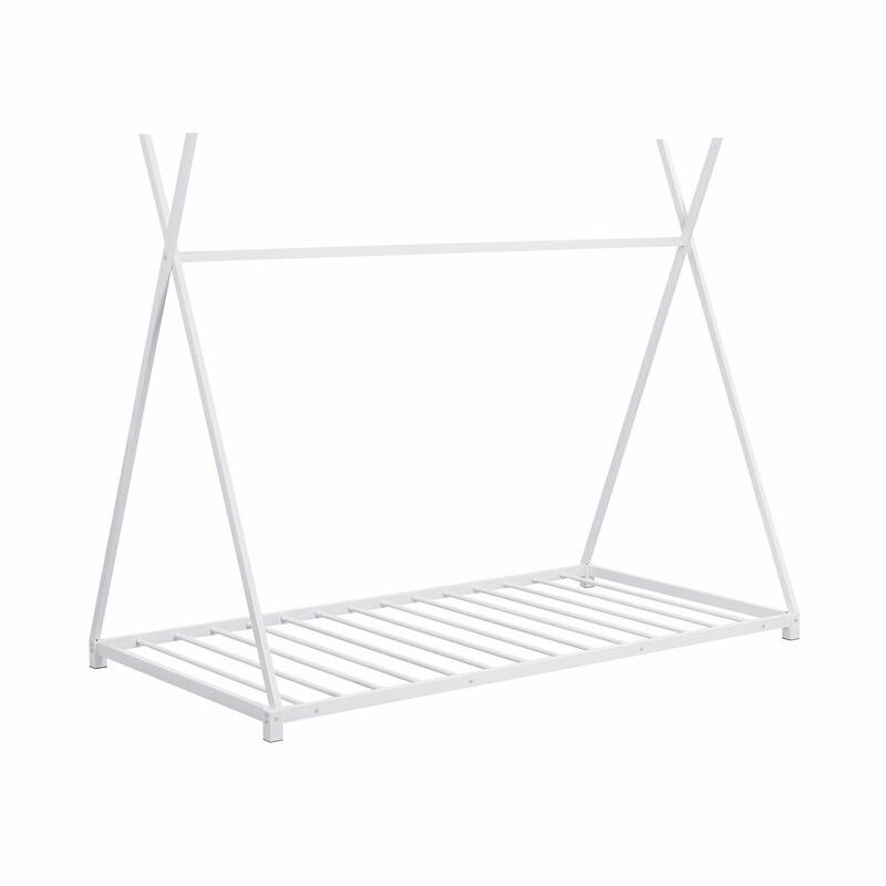 Metal Twin Size House Platform Bed with Triangle Structure