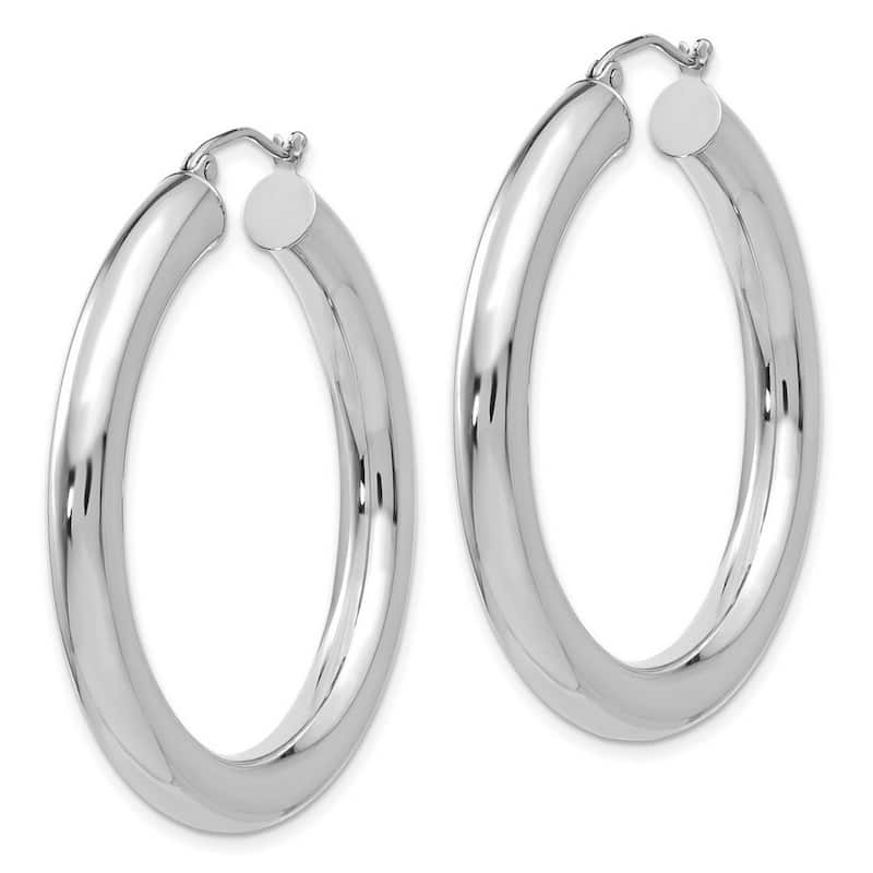 Curata 14k White Gold Polished 5mm Lightweight Classic Hoop Earrings - 30mm-45mm