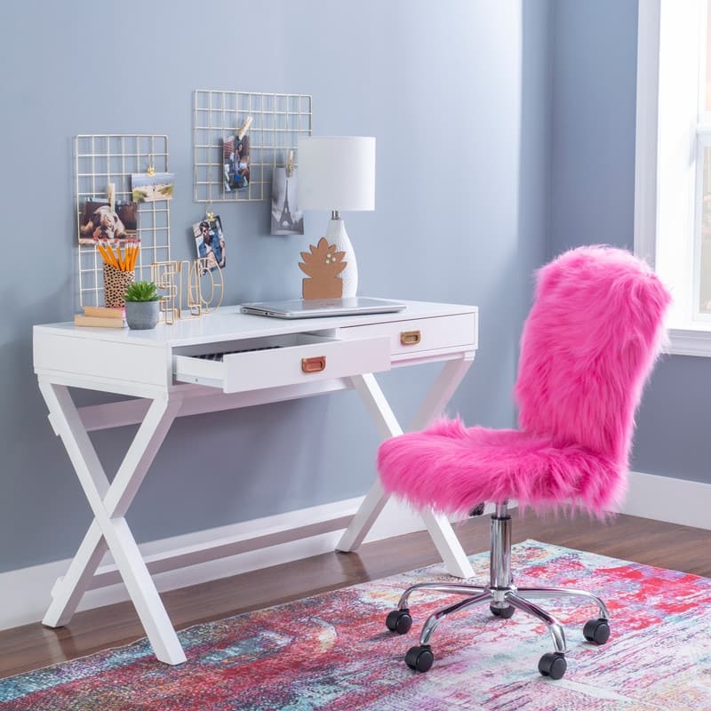 Poppy White X-base Writing Desk