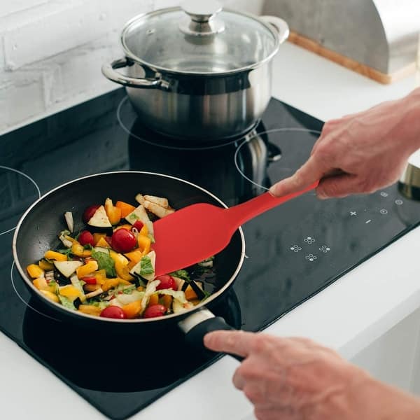Turner Spatel Set, Keuken Spatels Turner, Roestvrij Staal & Premium Siliconen | Anti-aanbaklaag 600F Hittebestendige gebruiksvoorwerpen voor koken, flippen en persen 3Pack