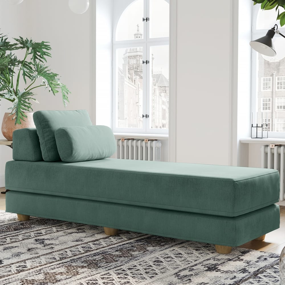 Jaxx Balshan Cushioned Micro-velvet Convertible Chaise Lounge Daybed
