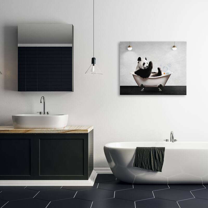 Stupell Panda in Modern Bubble Bath Canvas Wall Art Design By Seven Trees Design