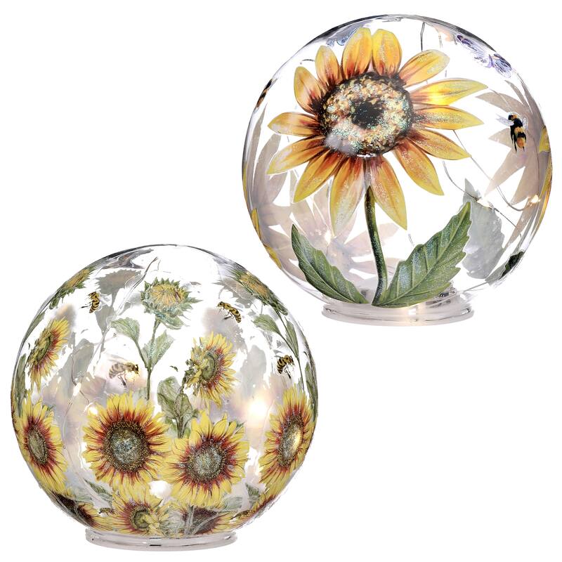 6" Glass LED Sunflower Table Piece