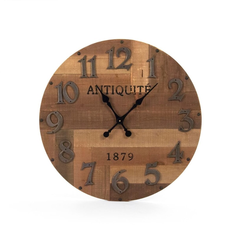 30" Brown and Black Contemporary Round Darcy Wall Clock