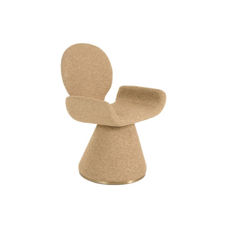 Modrest Neptune Contemporary Beige Fabric & Brushed Brass Dining Chair