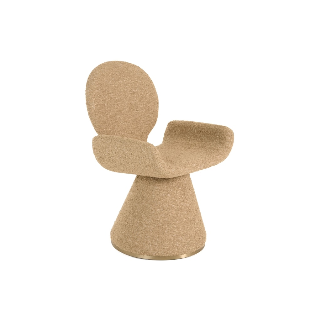 Modrest Neptune Contemporary Beige Fabric & Brushed Brass Dining Chair