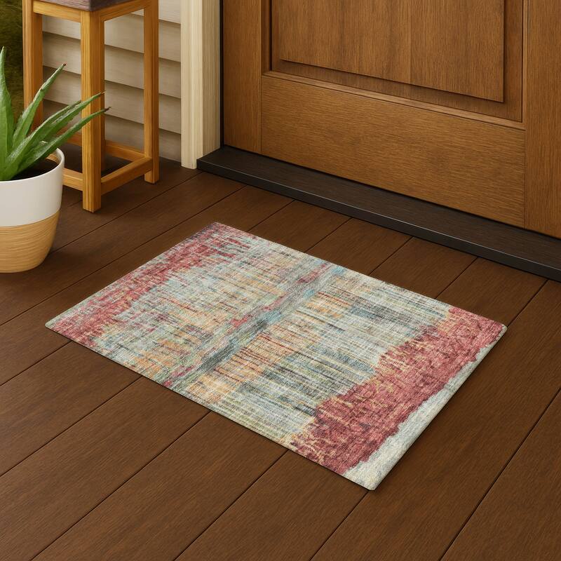 Machine Washable Indoor/ Outdoor Modern Ombre Chantille Rug - Coral - 1'8" x 2'6"