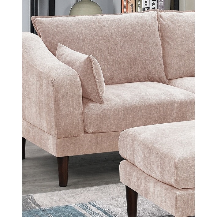 5pcs Blush Pink Fabric L-Shaped Sectional Set, 93x60x31 inches, 200 pounds